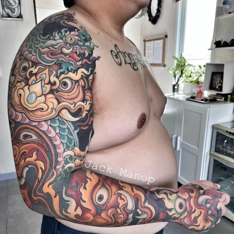 Neo Thai tattoo portfolio piece 3 at Studio One Tattoo Bangkok